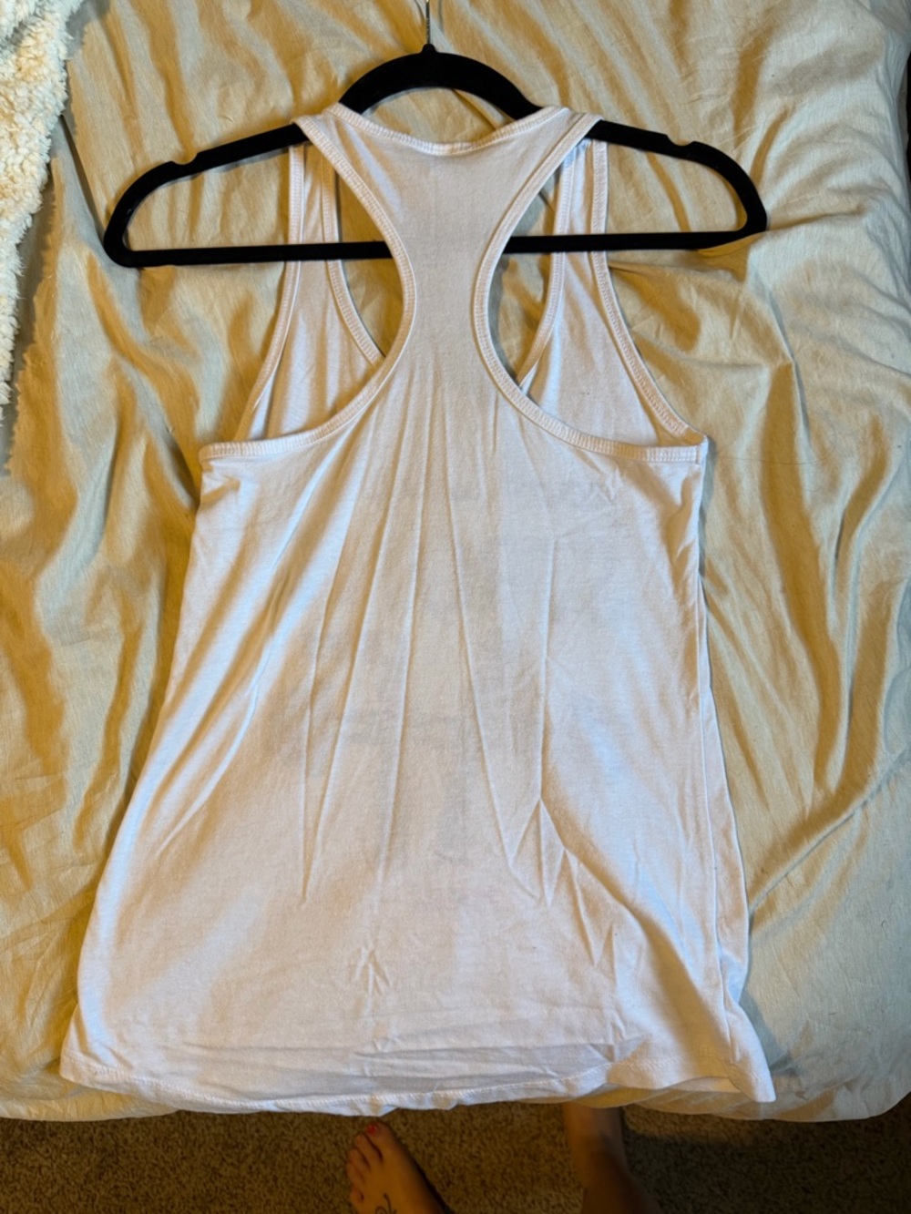 Next Level Apparel White Racerback Tank Top with Multicolor 'Strong AF' Graphic - Picture 2 of 3